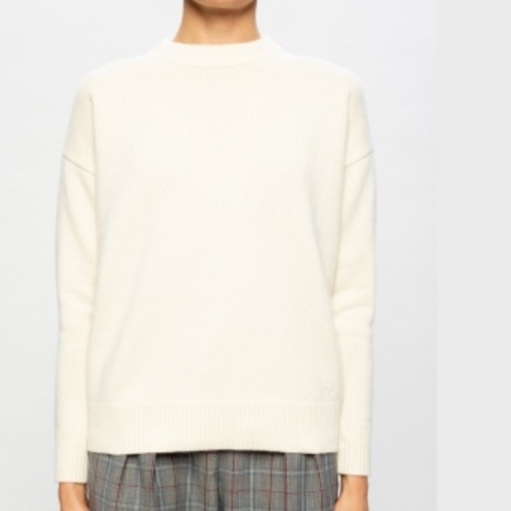 Tory Burch mock Neck Sweater wool blend Knit cream women’s size xs
